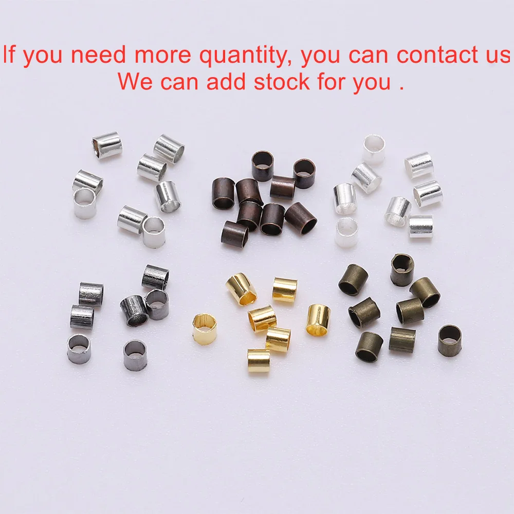 150-500pcs 1.5 2.0 2.5mm 골드 구리 튜브 크림프 엔드 비즈 스토퍼 스페이서 비즈 쥬얼리 만들기 결과 용품 목걸이
