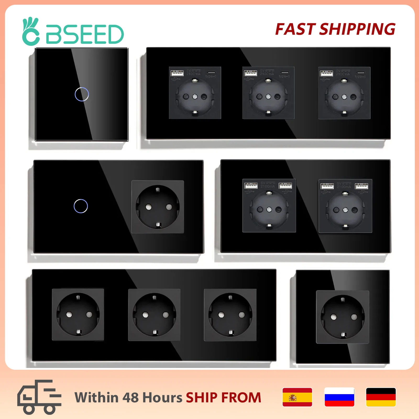 EU USB 벽 소켓이있는 BSEED 터치 라이트 스위치 검은 벽 Led 스위치 1/2/3Gang 1Way 크리스탈 진한 파란색 백라이트 벽 스위치 title=EU USB 벽 소켓이있는 BSEED 터치 라이트 스위치 검은 벽 Led 스위치 1/2/3Gang 1Way 크리스탈 진한 파란색 백라이트 벽 스위치 