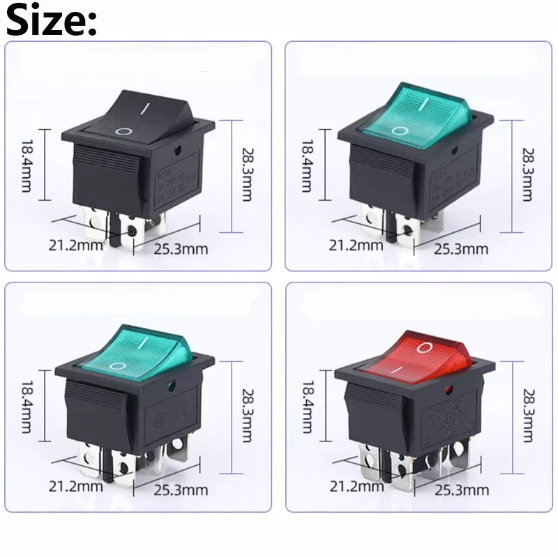 래칭 로커 스위치 전원 스위치 I/O 4 핀 6 핀(라이트 포함) 16A 250VAC 20A 125VAC KCD4 2/3 위치