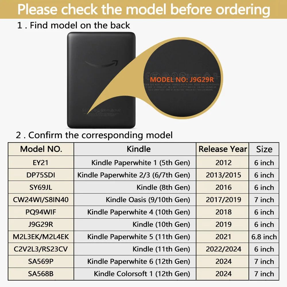 Kindle 2024 2022 2021 페이퍼화이트 컬러소프트 케이스, 마그네틱 파우치 커버 쉘, 1, 2, 3, 5, 6, 10, 11, 12 세대, 6, 6.8, 7 인치