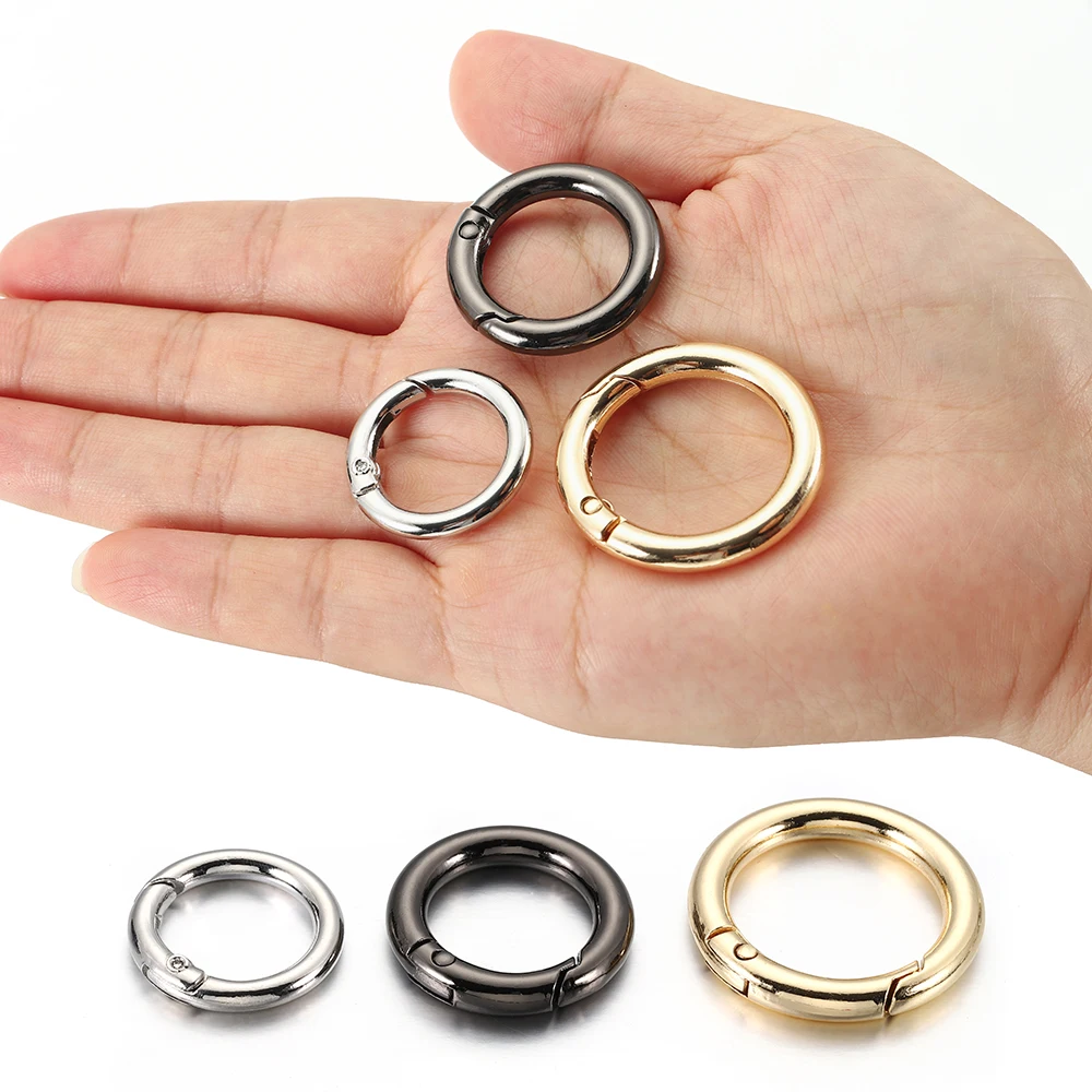 10pcs/5pcs 봄 걸쇠 키 체인 반지 KC 골드 컬러 개방형 라운드 Carabiner 후크 버클 가방 체인 키 쥬얼리 만들기 DIY