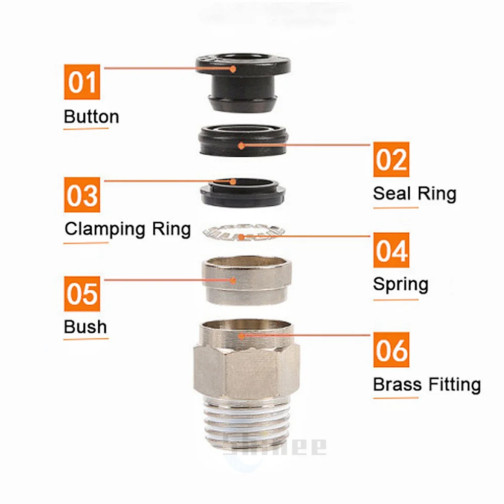 고품질 검정색 공압 피팅 파이프 커넥터 튜브 공기 퀵 피팅 3/4/6/8/10/12/14/16mm PU PY PK PE PV SA HVFF PZA PM