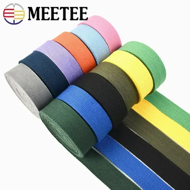 4 미터 1.3mm 두꺼운 코 튼 웨 빙 테이프 20-50MM 배낭 스트랩 밴드 의류 리본 벨트 DIY 바느질 장식 액세서리