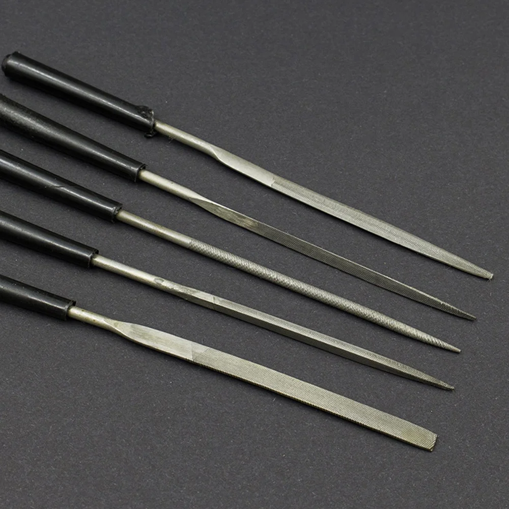 STONEGO 바늘 파일 세트, 5PCS/10PCS, 3x140mm, 보석상, 다이아몬드 조각, 금속, 유리 및 석재 공예, 수공구용