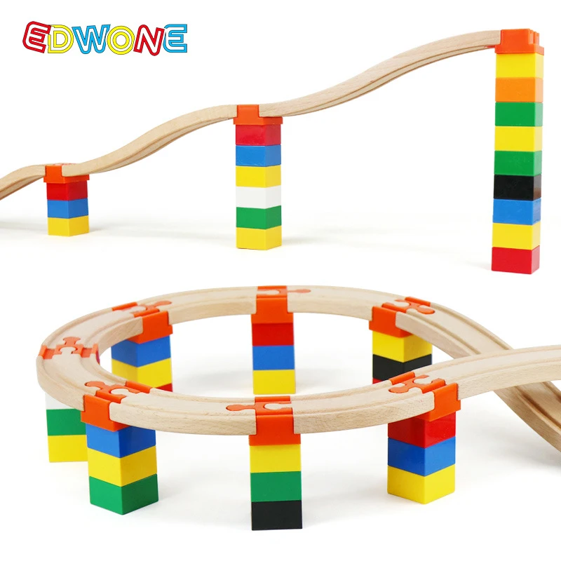5/10PCS 나무 기차 트랙 액세서리 플라스틱 빌딩 블록 어댑터 나무 트랙 커넥터 브랜드 우드 트랙 장난감에 적합