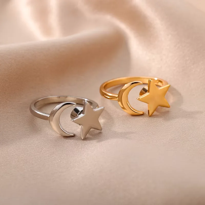 여성을위한 안티 스트레스 불안 Fidget 반지 스테인레스 스틸 해바라기 썬 스타 스피너 반지 크리스마스 보석 선물 Dropshipping