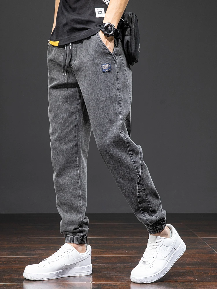 봄 여름 블랙 블루 카고 청바지 남성 streetwear 데님 조깅 바지 남성 헐렁한 하렘 진 바지 플러스 사이즈