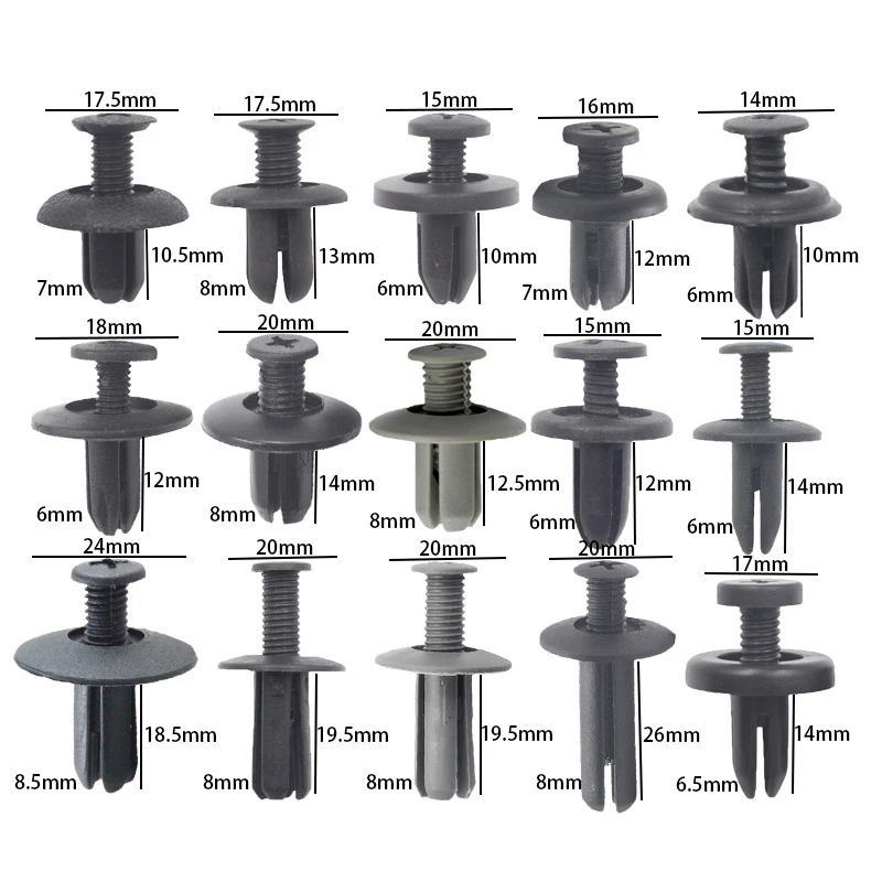 고품질 5mm 6mm 7mm 8mm 9mm 10mm 구멍 자동차 리테이너 플라스틱 클립 패스너 자동 트림 패널 클립 혼합 자동차 바디 범퍼 리벳