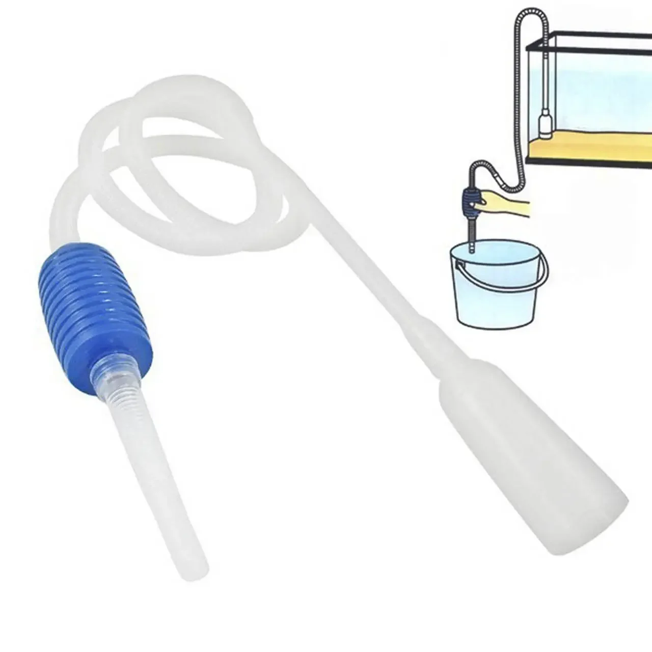 반자동 수족관 청소 진공 물 교환 교환기, 자갈 수족관 간단한 물고기 탱크 진공 사이펀 펌프 청소기