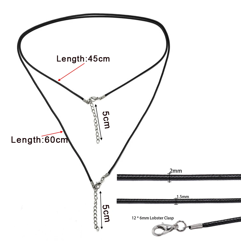 10 개/몫 직경 1.5/2mm 가죽 코드 목걸이 쥬얼리에 대 한 걸쇠 조정 가능한 꼰 로프 DIY 목걸이 팔찌 용품 만들기