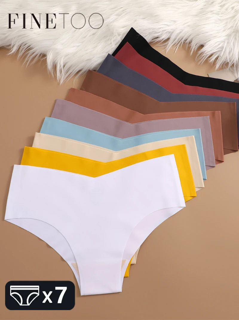 FINETOO 7PCS 여성 울트라 얇은 속옷 팬티 원활한 팬티 섹시한 V-허리 아늑한 스트레치 란제리 여성 솔리드 컬러 Intimates title=FINETOO 7PCS 여성 울트라 얇은 속옷 팬티 원활한 팬티 섹시한 V-허리 아늑한 스트레치 란제리 여성 솔리드 컬러 Intimates 