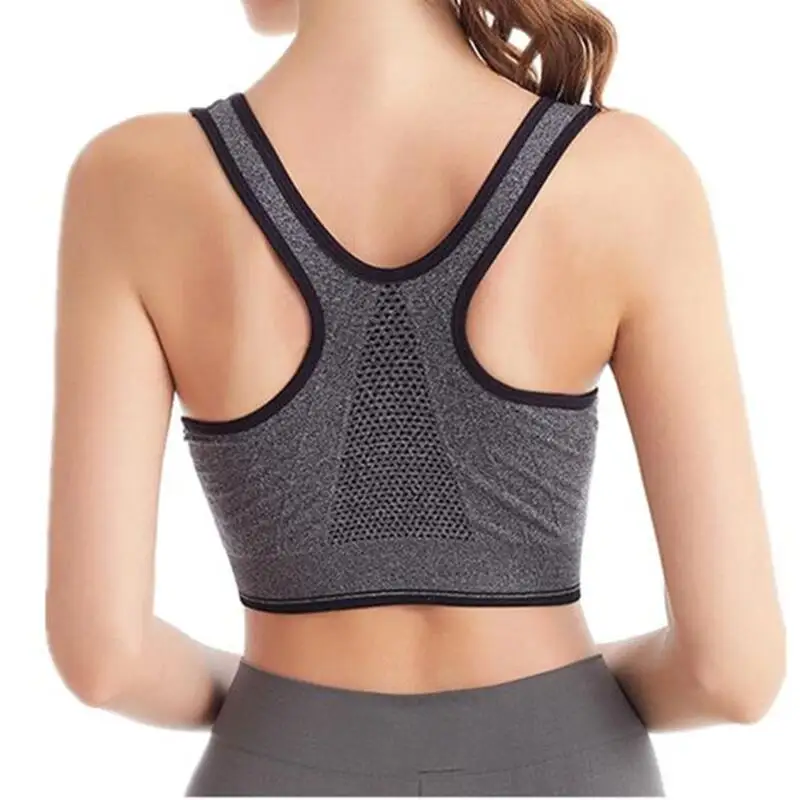 러닝 피트니스 스포츠 브래지어 앞 지퍼 여성 속옷 Underwire Bralette 통기성 원활한 브래지어없이 충격 방지