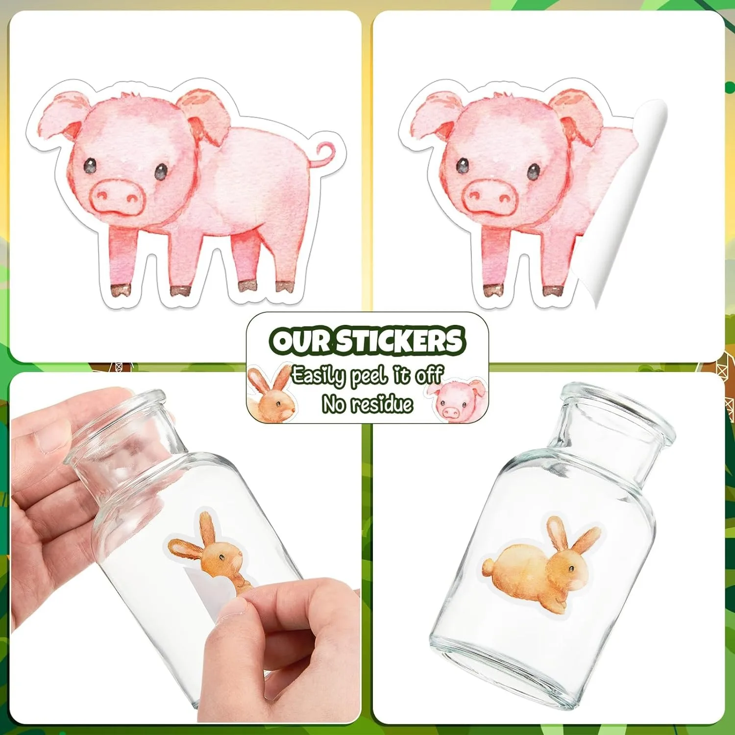 100-500pcs 만화 농장 동물원 동물 스티커 장식 보상 DIY 스티커 스크랩북 스케이트 보드 라운드 씰링 라벨 편지지