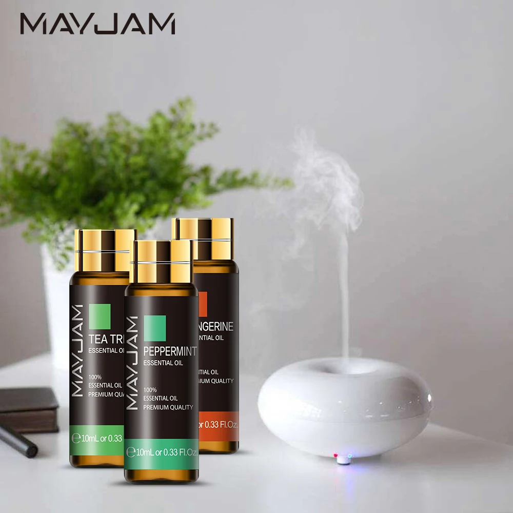 퓨어 플랜트 가습기 에센셜 오일 10ml, 민트 라벤더 티 트리 로즈 바닐라 샌달우드 재스민 퓨어 네이처 오일