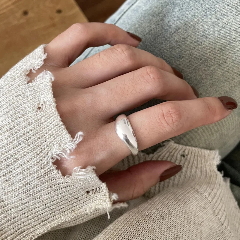 VENTFILLE 925 스털링 실버 여성을위한 불규칙한 반지 기하학 다목적 미니멀리즘 액세서리 보석 선물 Dropshipping