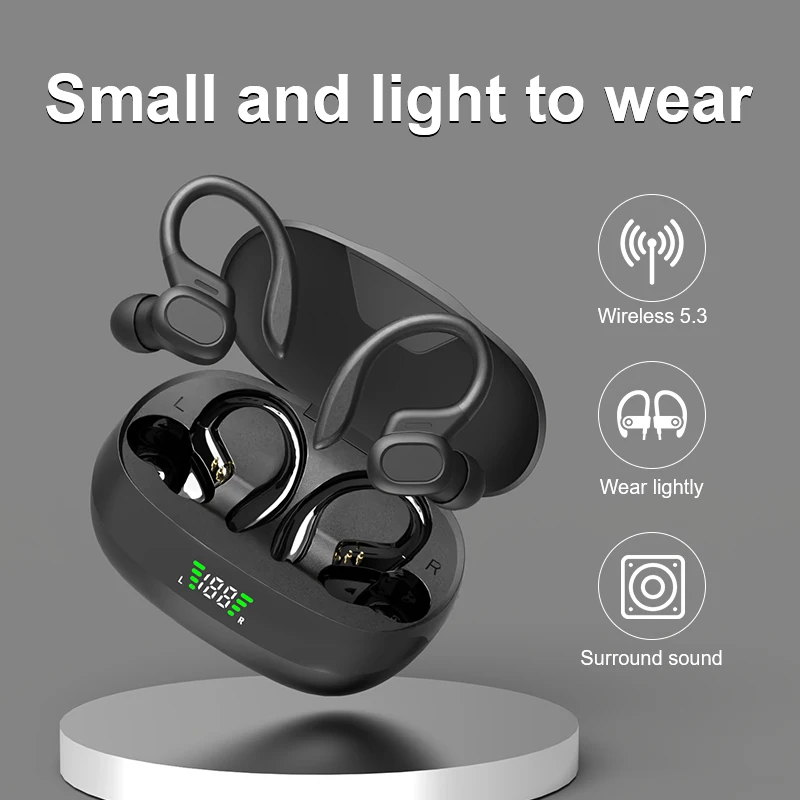 SHUKE Bluetooth 이어 버드 무선 이어폰 스포츠 이어 후크 헤드셋 9D Hifi 스테레오 사운드 마이크가있는 귀에 방수 헤드폰