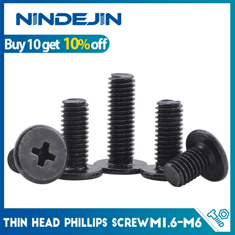 NINDEJIN Phillips 초박형 플랫 웨이퍼 헤드 나사 M1.6 M2 M2.5 M3 M4 M5 M6 탄소강 CM 컴퓨터 용 얇은 헤드 노트북 나사 title=NINDEJIN Phillips 초박형 플랫 웨이퍼 헤드 나사 M1.6 M2 M2.5 M3 M4 M5 M6 탄소강 CM 컴퓨터 용 얇은 헤드 노트북 나사 