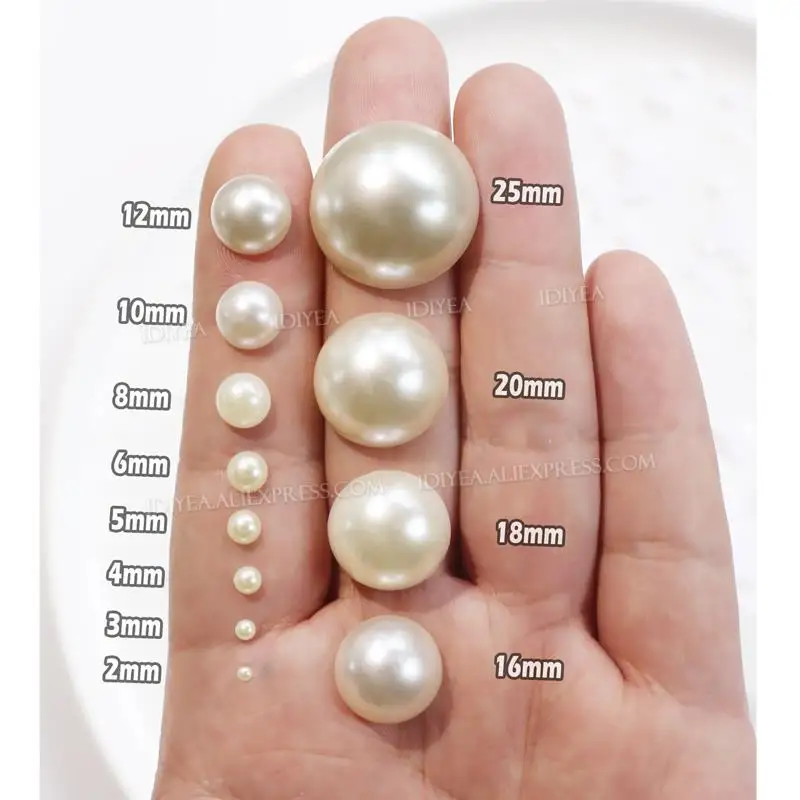 화이트 아이보리 베이지 반원형 루즈 비즈, 2 3 4 6 8 10mm-25mm 모든 크기 모조 진주 ABS 플라스틱, 네일 아트 DIY 공예 의류용