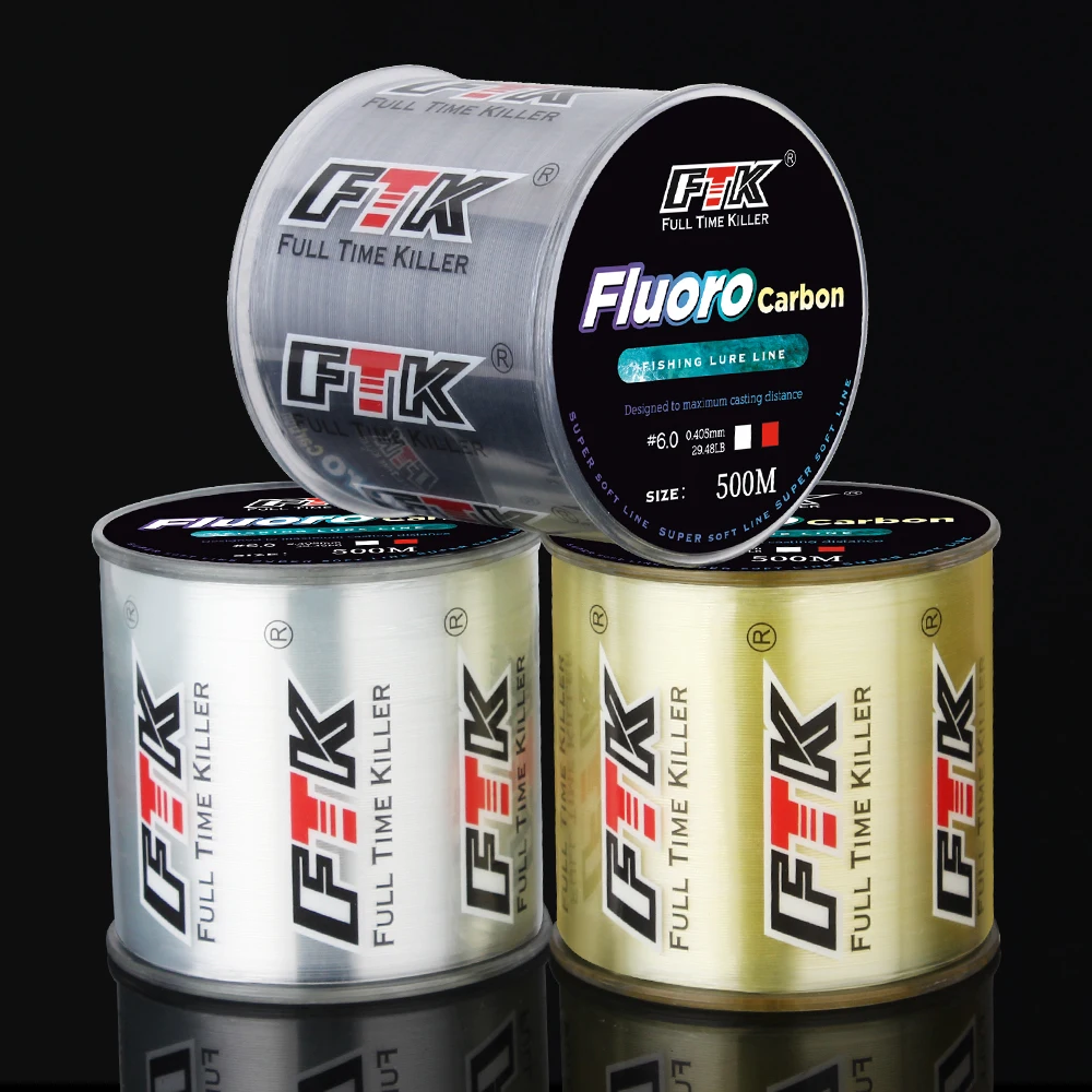FTK 낚시 라인 탄소 섬유 코팅 플루오로카본 라인 300M/500M 0.14-0.5mm 4.13-34.32LB 웨어러블 액세서리 일본