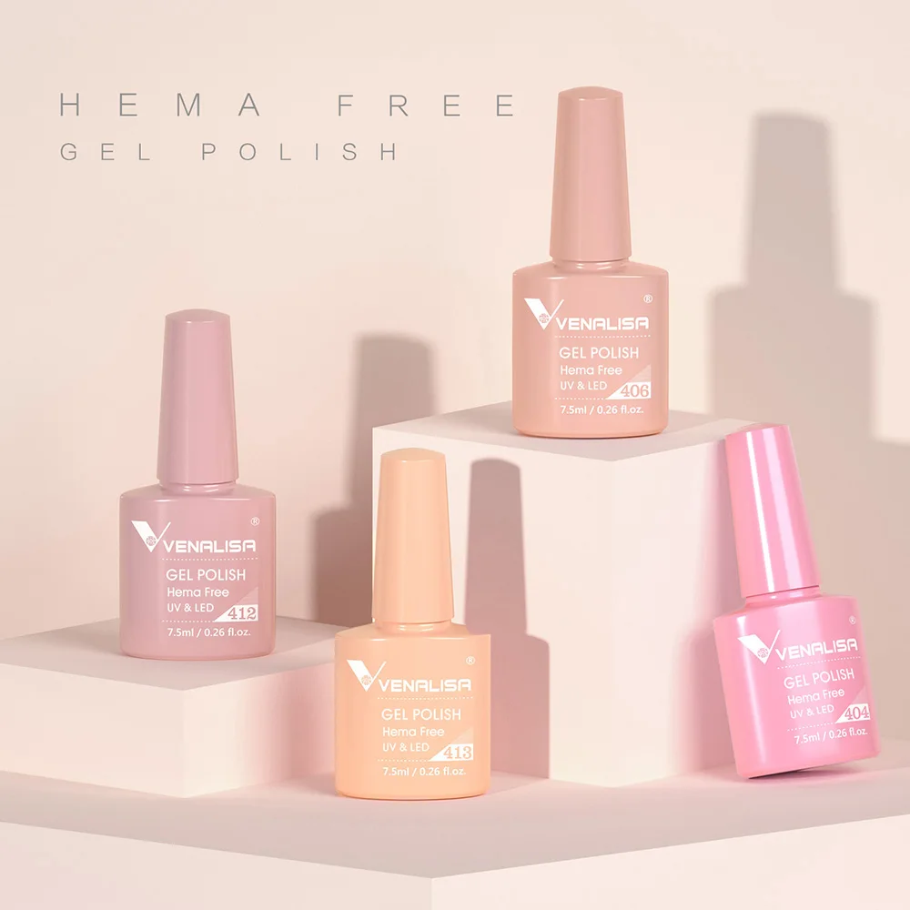 VENALISA VIP4 네일 젤 폴리쉬 7.5ml HEMA 프리 세미 퍼머넌트 매니큐어 슈퍼 텍스처 젤 바니시 오래 지속되는 템퍼드 탑코트