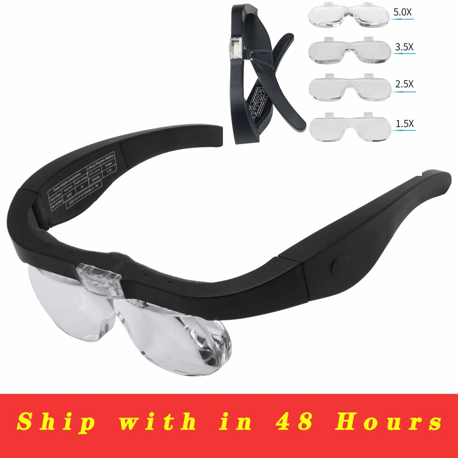 돋보기 Magnifier1.5X 2.5X 3.5X 5.0X USB 보석상 독서 용 LED 조명으로 충전식 시계 제조 업체 수리 착용