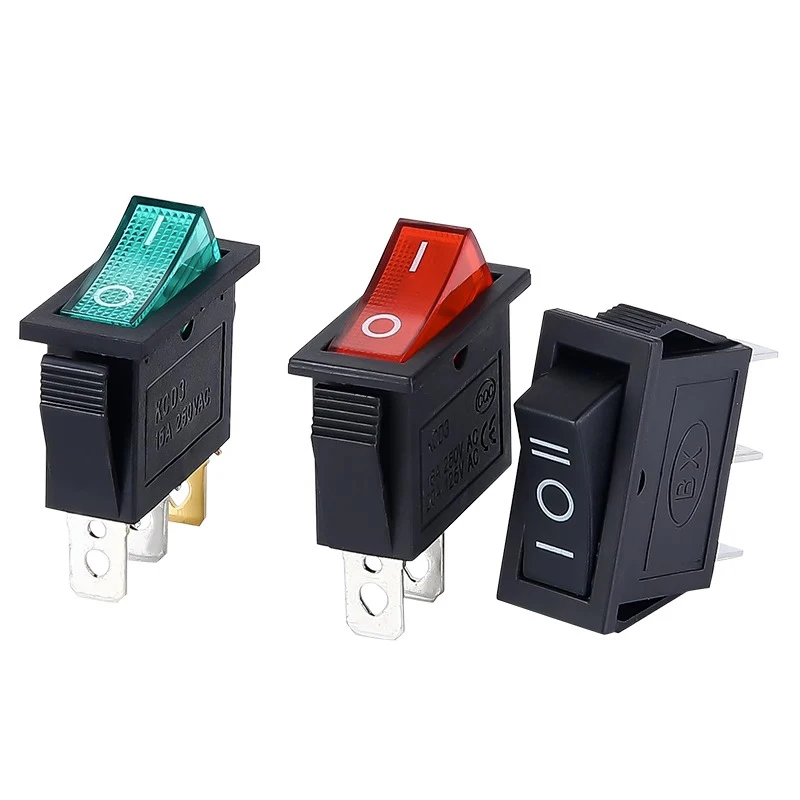 1PCS KCD3 로커 스위치 ON-OFF ON-OFF-ON 2 위치 3 핀 전기 장비 (조명 전원 스위치 포함) 16A 250V / 20A 125V AC