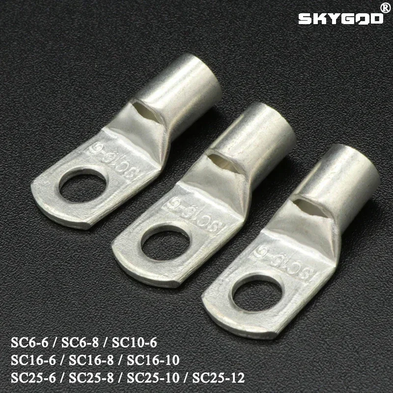 SC 유형 와이어 노즈 터미널 SC6 SC10 SC16 SC25 베어 구리 배터리 블록 러그 구멍 ID 6 8 10 12mm 압착 와이어 커넥터 title=SC 유형 와이어 노즈 터미널 SC6 SC10 SC16 SC25 베어 구리 배터리 블록 러그 구멍 ID 6 8 10 12mm 압착 와이어 커넥터 
