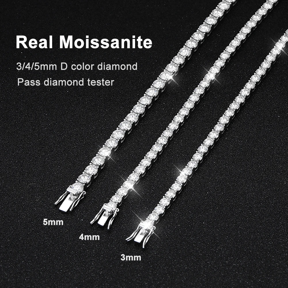 KNOBSPIN D VVS1 모이사나이트 테니스 팔찌, 오리지널 s925 스털링 실버 도금, 18k 화이트 골드, GRA 팔찌, 여성 남성