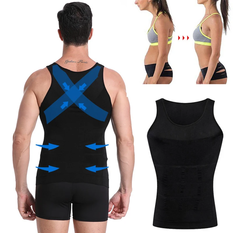 남성 Shapewear 슬리밍 바디 코르셋 조끼 셔츠 압축 복부 배꼽 컨트롤 슬림 허리 Cincher 속옷 스포츠 조끼