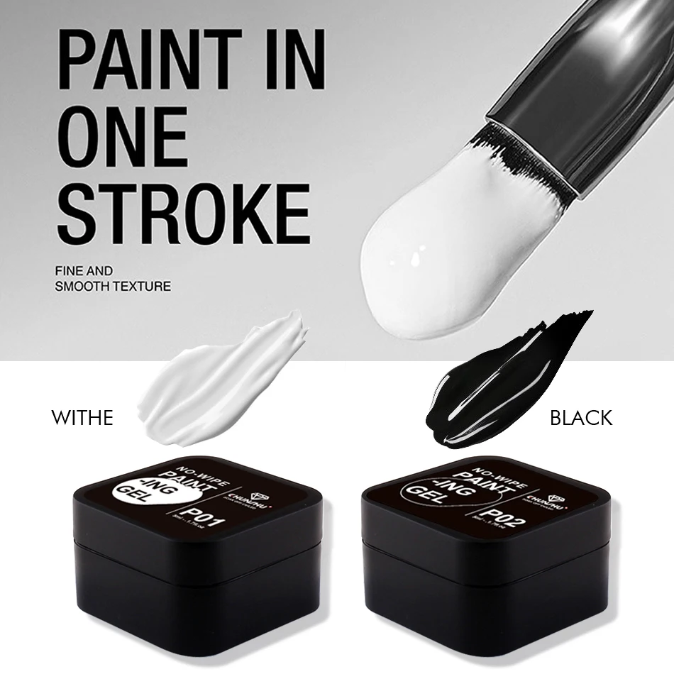 CHUNSHU 5ML 블랙 화이트 네일 페인팅 젤 반고체 UV LED 4 in 1 네일 아트 드로잉 젤 전문 스탬핑 젤 오래 지속되는 title=CHUNSHU 5ML 블랙 화이트 네일 페인팅 젤 반고체 UV LED 4 in 1 네일 아트 드로잉 젤 전문 스탬핑 젤 오래 지속되는 