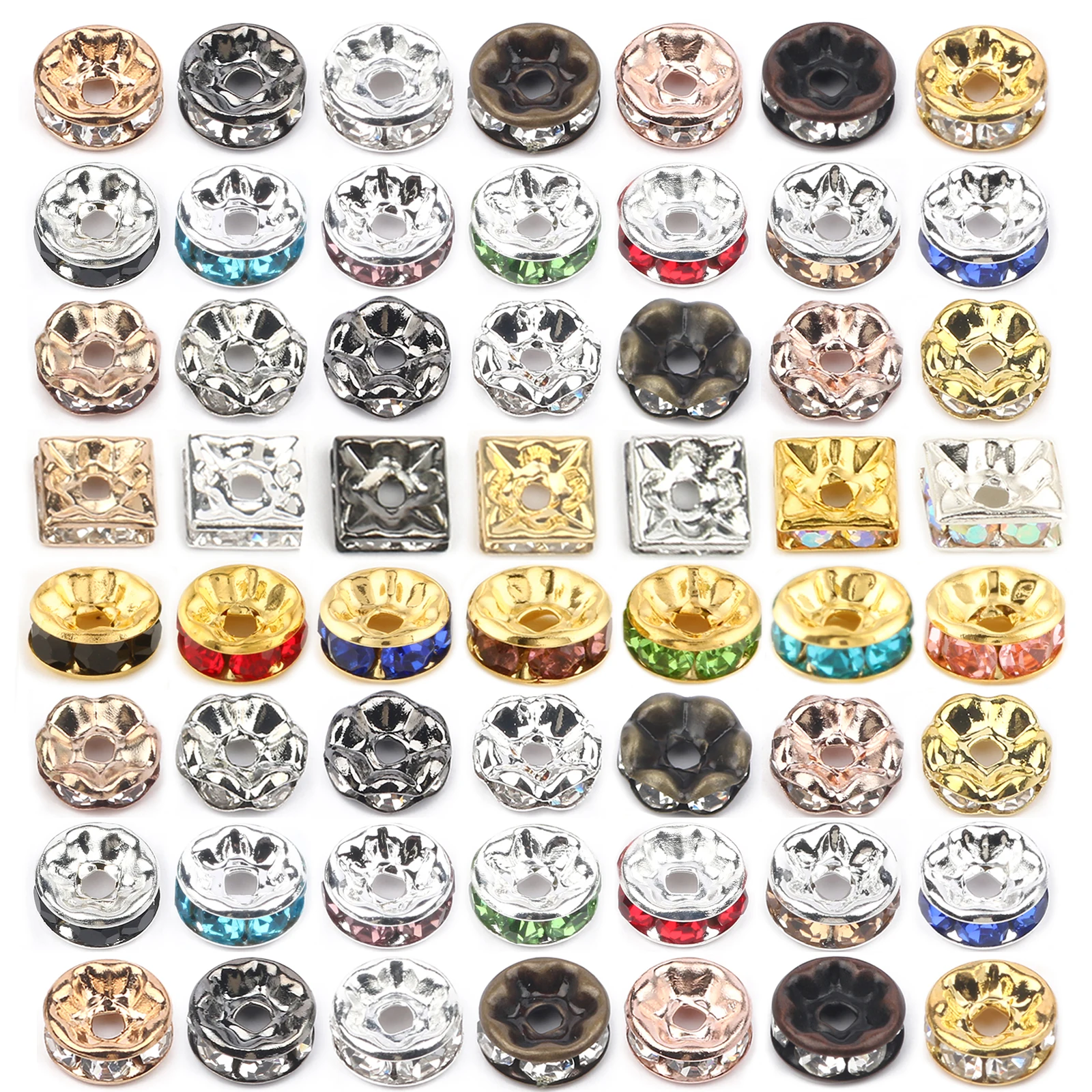 50pcs 라인 석 스페이서 비즈 멀티 컬러 크리스탈 금속 스페이서 Rondelle 비즈 쥬얼리 만들기 DIY 팔찌 액세서리 title=50pcs 라인 석 스페이서 비즈 멀티 컬러 크리스탈 금속 스페이서 Rondelle 비즈 쥬얼리 만들기 DIY 팔찌 액세서리 