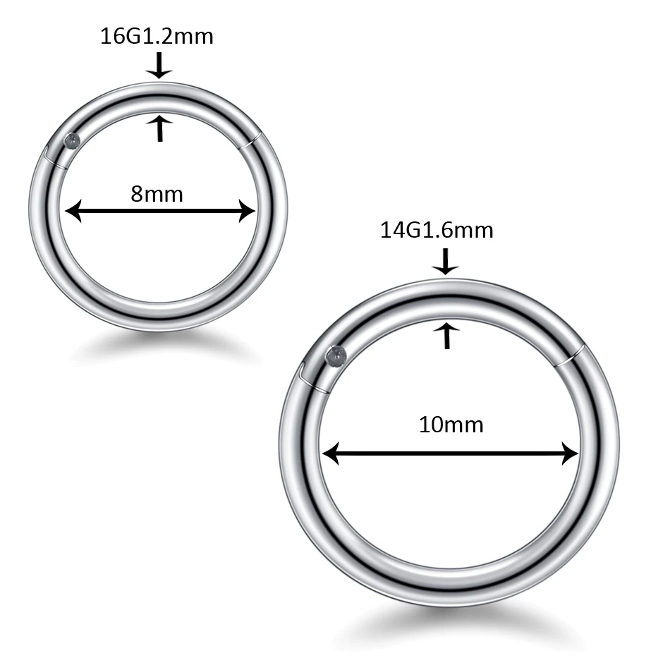 1PC 힌지 세그먼트 코 후프 링 여성 외과 강철 코 링 Septum Clicker 링 귀 Daith 후프 귀걸이 피어싱 쥬얼리