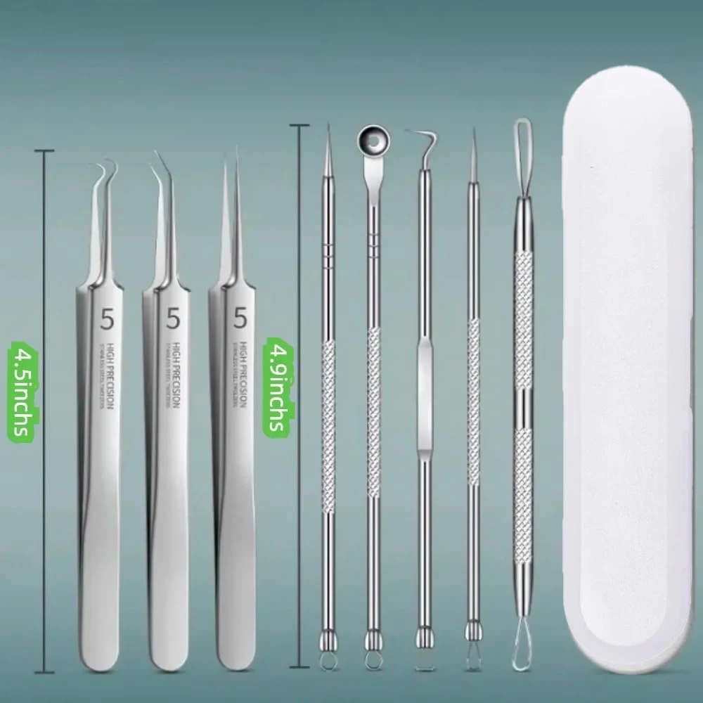 1/8Pcs PcCell 여드름 여드름 제거제 클립 초극세 족집게 검은 점 여드름 추출기 여드름 바늘 페이셜 클리너 스킨