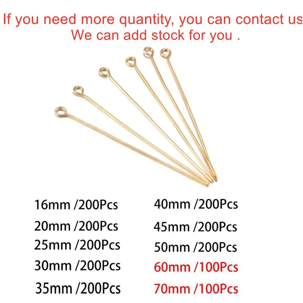 100-200 개/몫 10-70mm 머리 눈 플랫 헤드 핀 보석 결과에 대 한 골드 도금 볼 헤드 핀 액세서리 용품 만들기