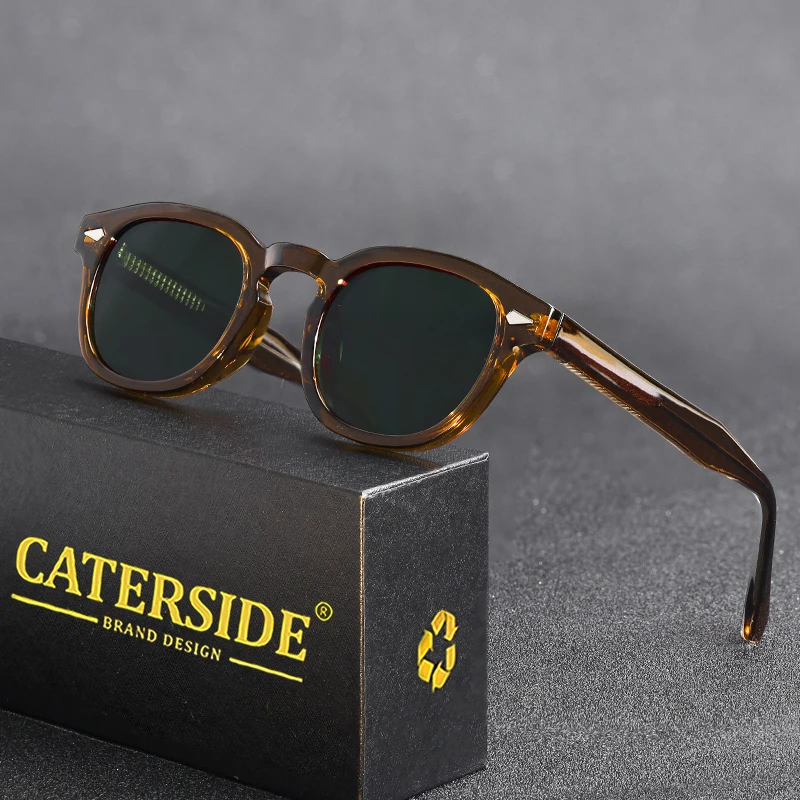 CATERSIDE 레트로 라운드 남자 선글라스 펑크 프로피온산 핀 템플 럭셔리 선글라스 여성 스포츠 레저 파티 안경 UV400 title=CATERSIDE 레트로 라운드 남자 선글라스 펑크 프로피온산 핀 템플 럭셔리 선글라스 여성 스포츠 레저 파티 안경 UV400 