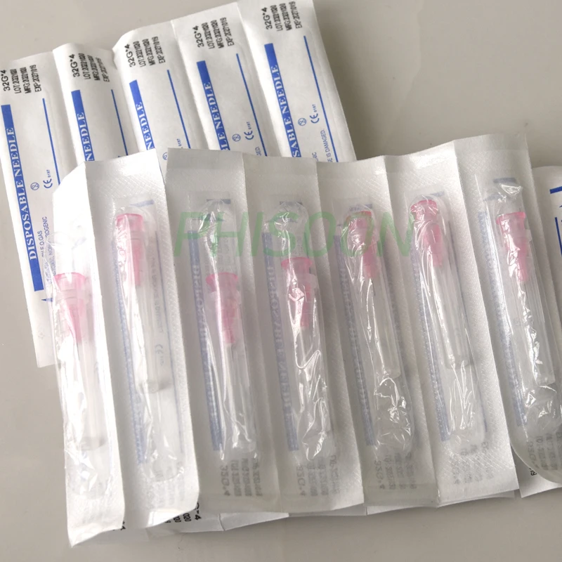 100pcs 무통 작은 바늘 무통 아름다움 초극세 32G * 4mm, 32G * 13mm 주사기 한국어 바늘 눈꺼풀 도구