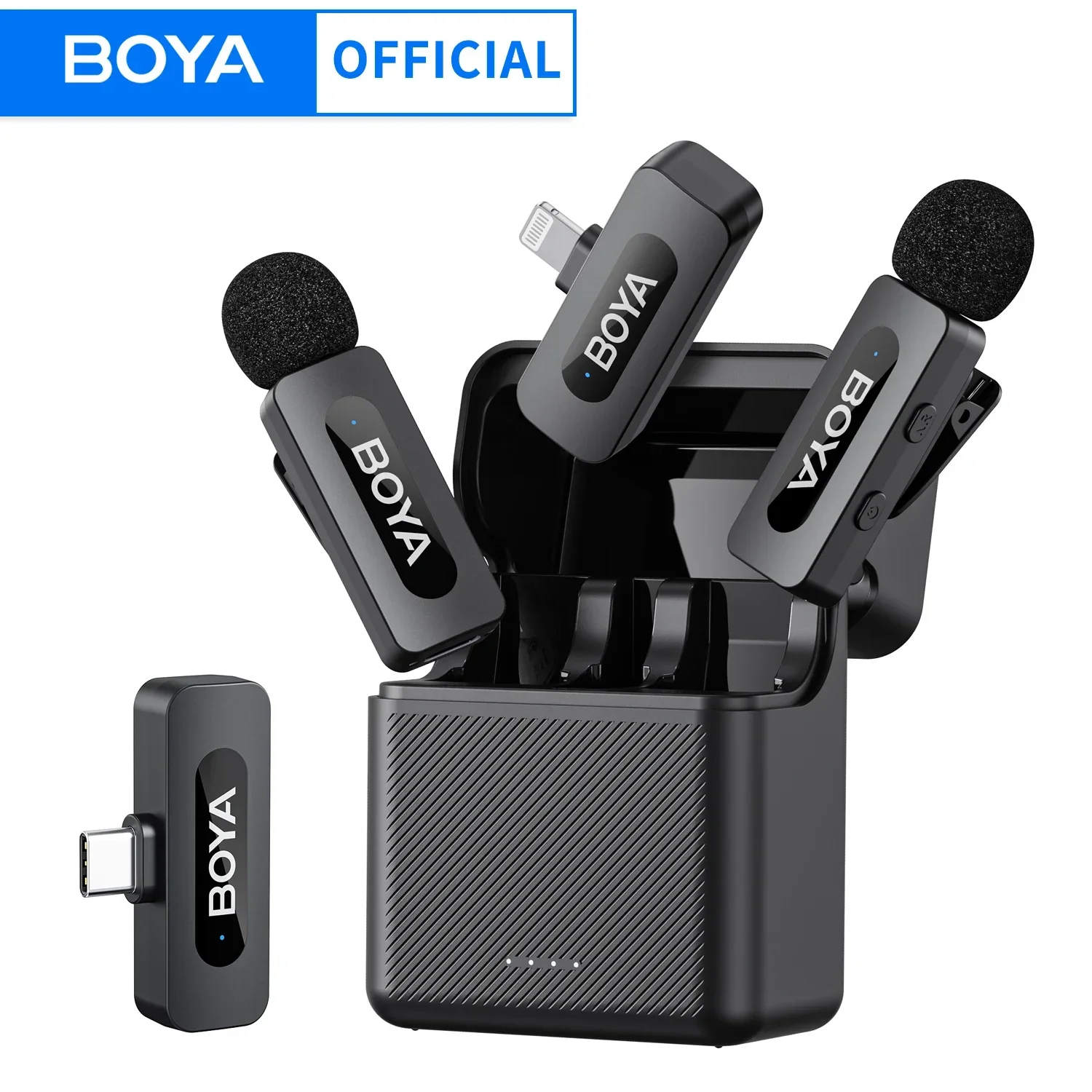 BOYA BY-V3 무선 라발리에 옷깃 마이크 iPhone 안드로이드 카메라 라이브 스트리밍 블로깅용 소음 제거 충전식 마이크 title=BOYA BY-V3 무선 라발리에 옷깃 마이크 iPhone 안드로이드 카메라 라이브 스트리밍 블로깅용 소음 제거 충전식 마이크 