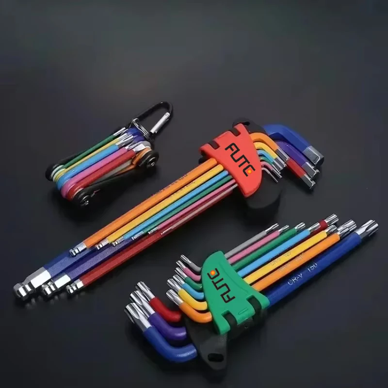 FUTE 알렌 키 세트 알렌 나사 용 L 렌치 키트 9PCS 긴 팔 육각 키 세트 1.5mm ~ 10mm 육각 스패너 핸드 툴 자전거 수리