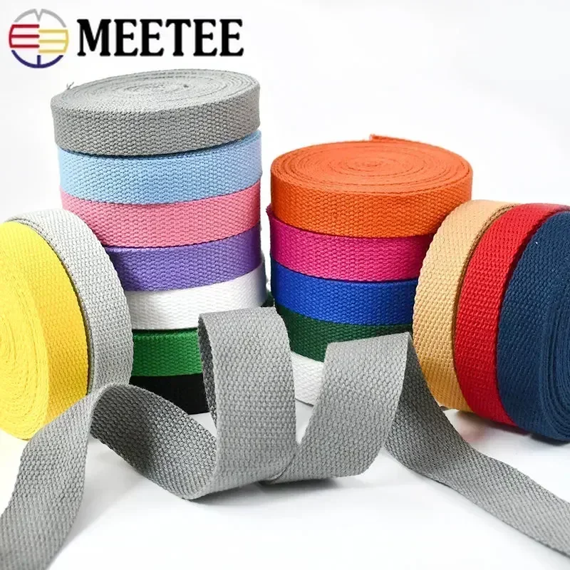 4 미터 1.3mm 두꺼운 코 튼 웨 빙 테이프 20-50MM 배낭 스트랩 밴드 의류 리본 벨트 DIY 바느질 장식 액세서리
