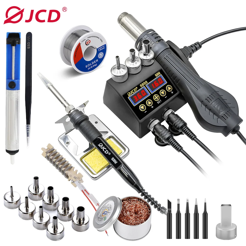 JCD 8898 납땜 스테이션 750W 2 in 1 납땜 인두 뜨거운 공기 총 재 작업 용접 스테이션 전화 BGA SMD 용접 수리 도구 title=JCD 8898 납땜 스테이션 750W 2 in 1 납땜 인두 뜨거운 공기 총 재 작업 용접 스테이션 전화 BGA SMD 용접 수리 도구 