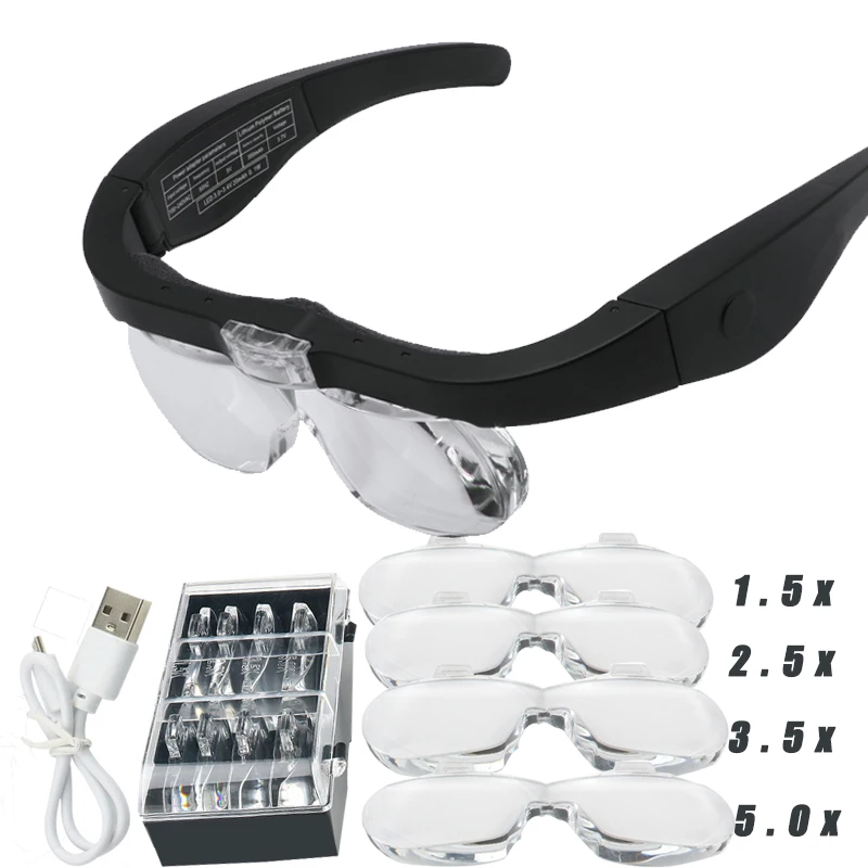 돋보기 Magnifier1.5X 2.5X 3.5X 5.0X USB 보석상 독서 용 LED 조명으로 충전식 시계 제조 업체 수리 착용 title=돋보기 Magnifier1.5X 2.5X 3.5X 5.0X USB 보석상 독서 용 LED 조명으로 충전식 시계 제조 업체 수리 착용 
