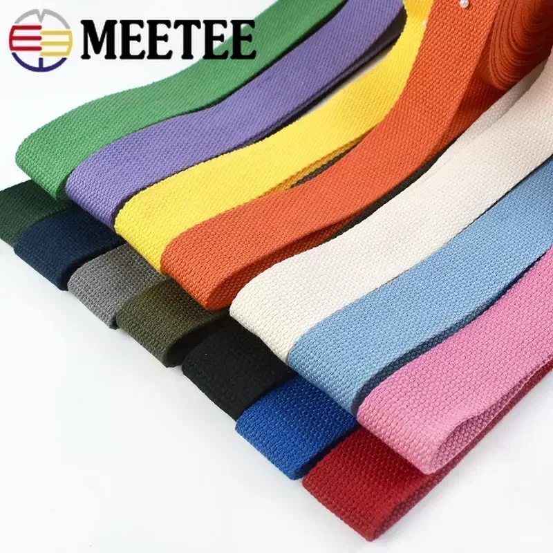 4 미터 1.3mm 두꺼운 코 튼 웨 빙 테이프 20-50MM 배낭 스트랩 밴드 의류 리본 벨트 DIY 바느질 장식 액세서리
