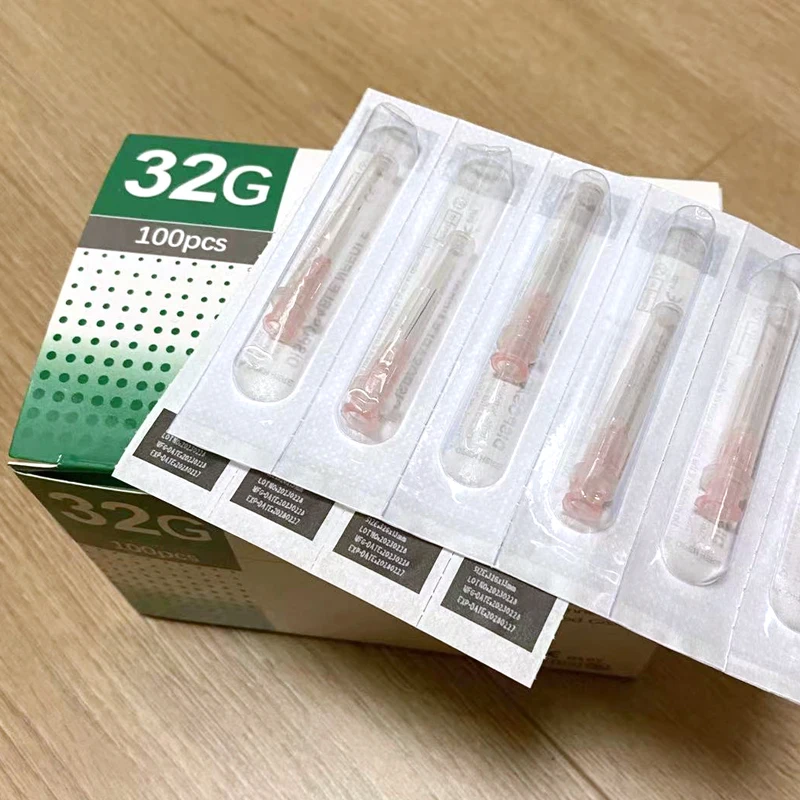 100Pcs 25G 27G 29G 34G 33G 32G 31G 30G 무통 소형 초극세 미용 바늘 일회용 주입 피어싱 바늘 1.5/4/6/13mm