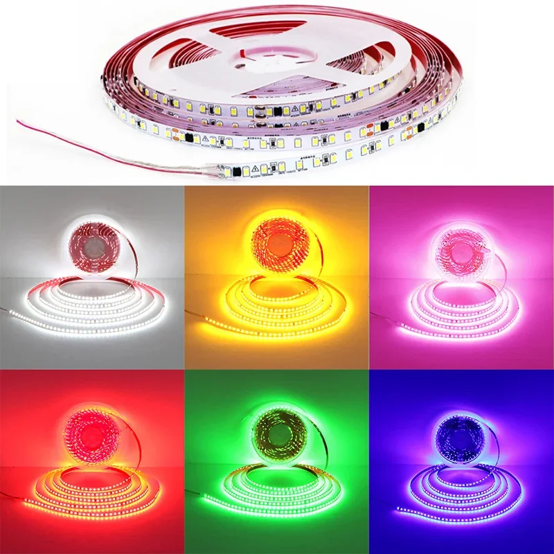 AC220V 230V 5M 600 LED 스트립 2835 120LED/m 홈 램프 스트립 레드 아이스 블루 그린 옐로우 핑크 유연하고 절단 가능한 소프트 램프 바