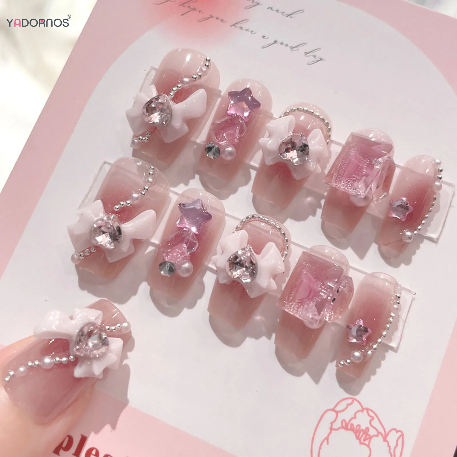 블러쉬 핑크 거짓 손톱 Bowknot 다이아몬드 진주 3D 디자인 무해한 부드러운 가장자리 손톱으로 네일 팁에 누르기 여성 DIY 가짜 손톱 title=블러쉬 핑크 거짓 손톱 Bowknot 다이아몬드 진주 3D 디자인 무해한 부드러운 가장자리 손톱으로 네일 팁에 누르기 여성 DIY 가짜 손톱 