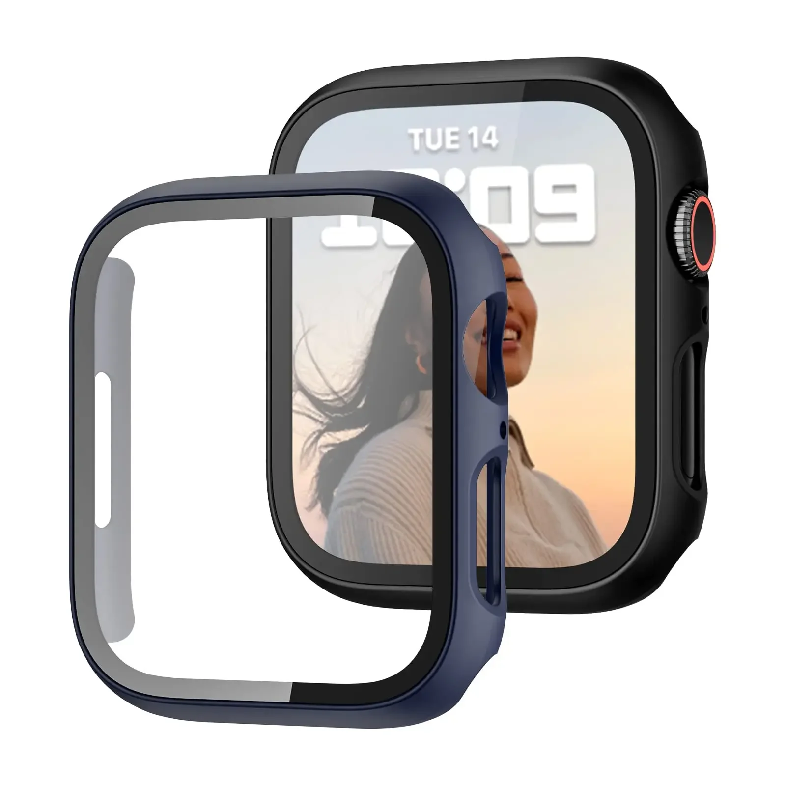 강화 유리 + 케이스 Apple Watch Series 8 7 44mm 45mm 41mm 40mm 42 iwatch 6 SE 5 4 3 화면 보호기 Apple watch 액세서리