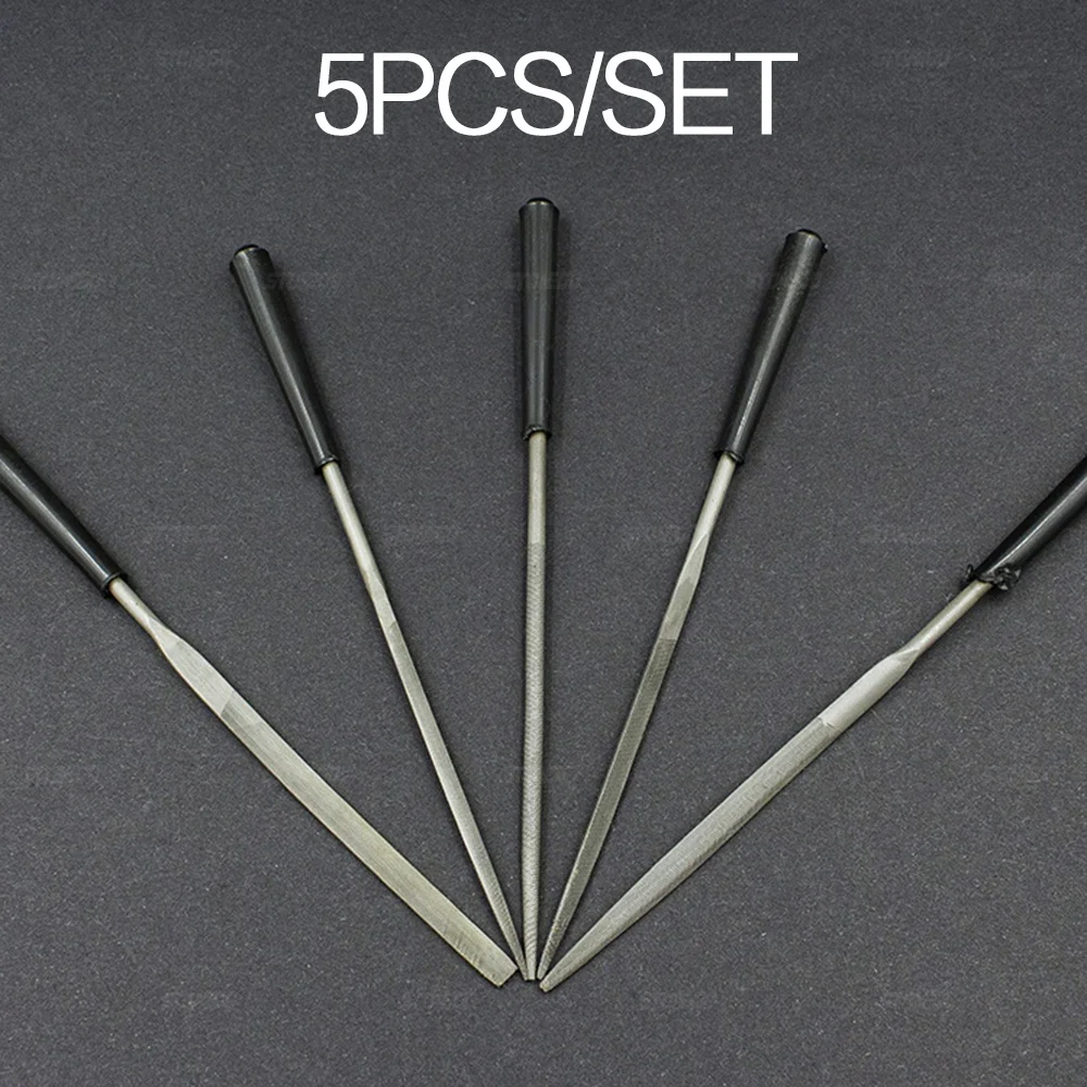 STONEGO 바늘 파일 세트, 5PCS/10PCS, 3x140mm, 보석상, 다이아몬드 조각, 금속, 유리 및 석재 공예, 수공구용
