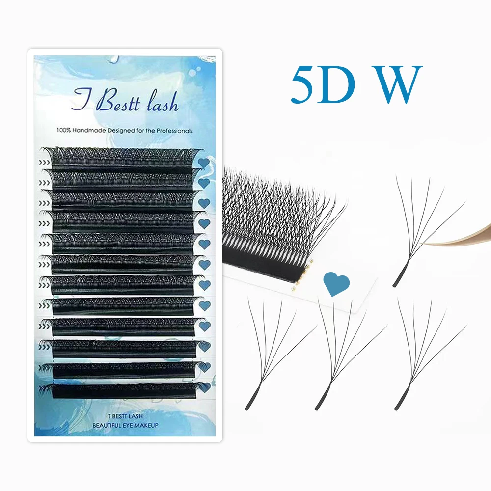 TBestt 매트 블랙 5D W 모양 속눈썹 확장 미리 만들어진 볼륨 속눈썹 가짜 자연 전문 3D W Cilios 속눈썹