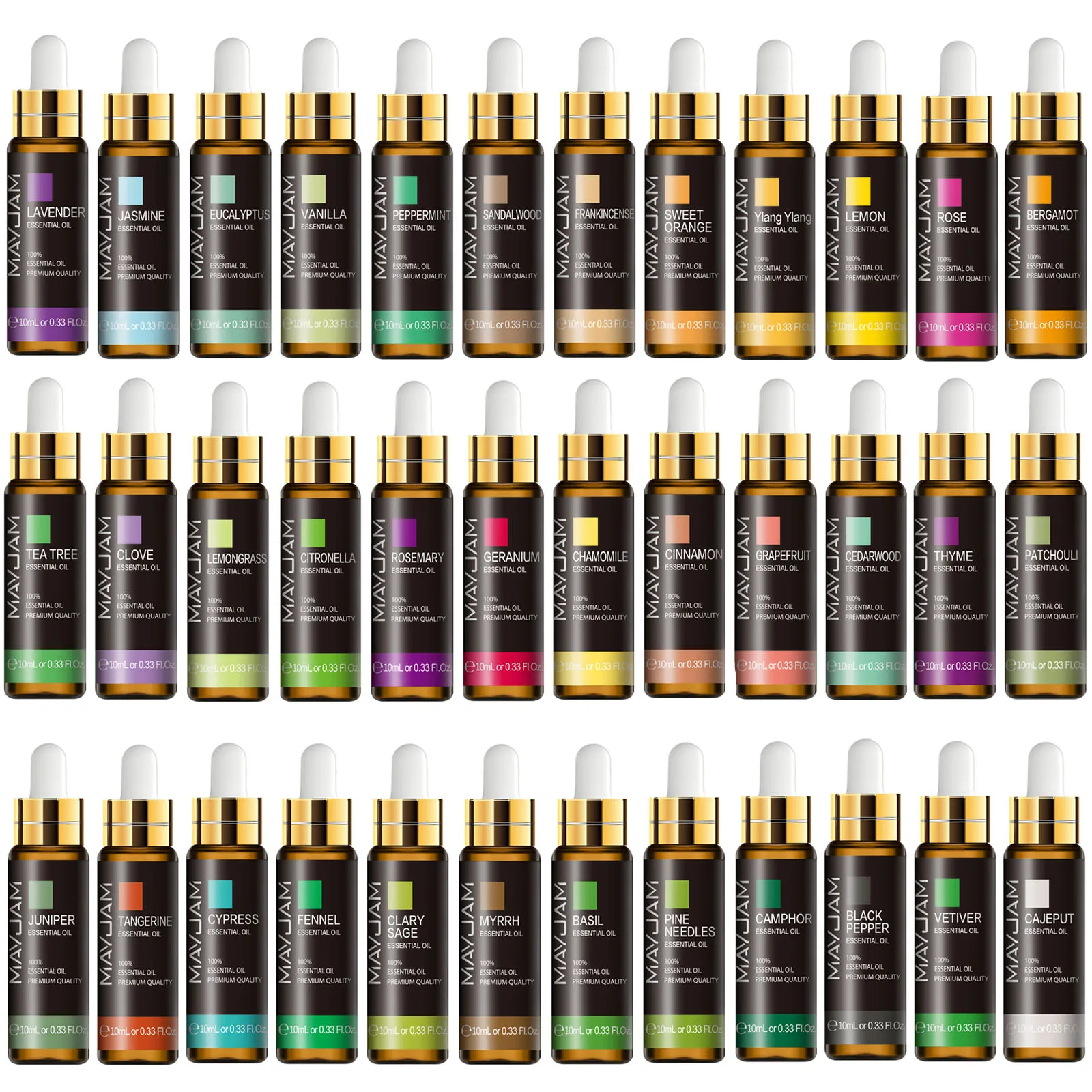 퓨어 플랜트 가습기 에센셜 오일 10ml, 민트 라벤더 티 트리 로즈 바닐라 샌달우드 재스민 퓨어 네이처 오일