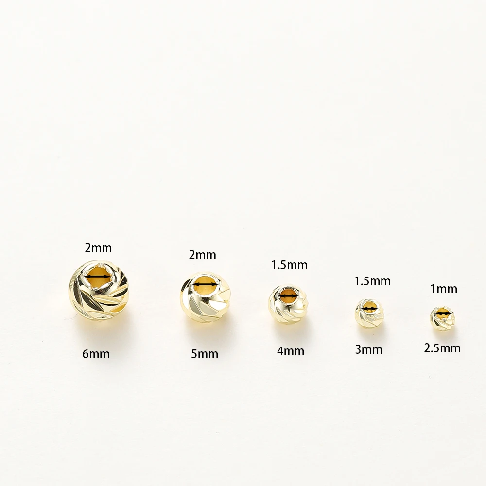 DIY 쥬얼리 액세서리 14K/18K 골드 도금 스트라이프 컷 플라워 비즈 2.5/3/4/5/6mm 스페이서 비즈 대량 핸드 비딩 소재